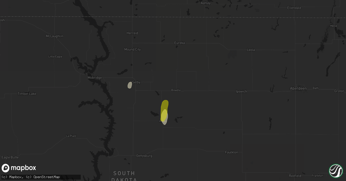 Hail map in Bowdle, SD on June 2, 2026