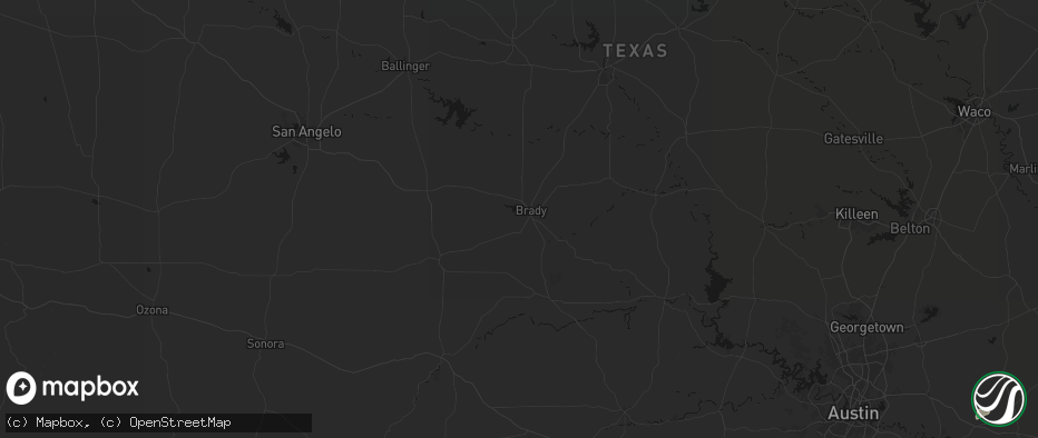 Hail map in Brady, TX on June 2, 2026