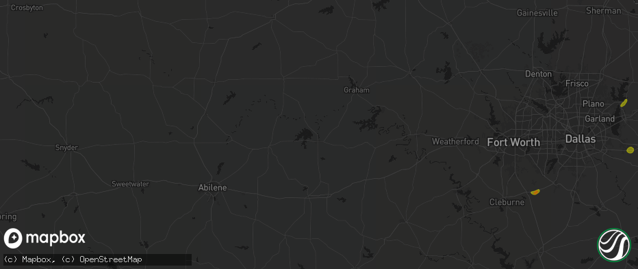 Hail map in Breckenridge, TX on June 2, 2026
