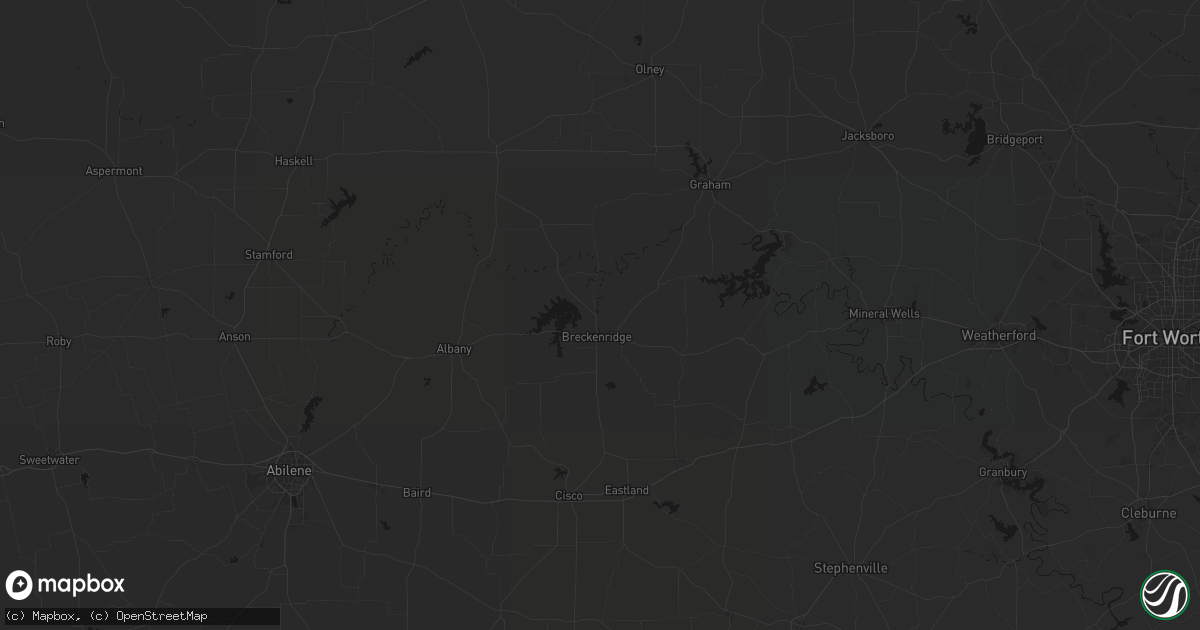 Hail map in Breckenridge, TX on June 2, 2026