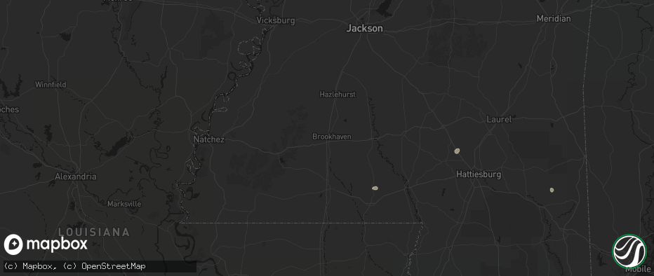 Hail map in Brookhaven, MS on June 2, 2026