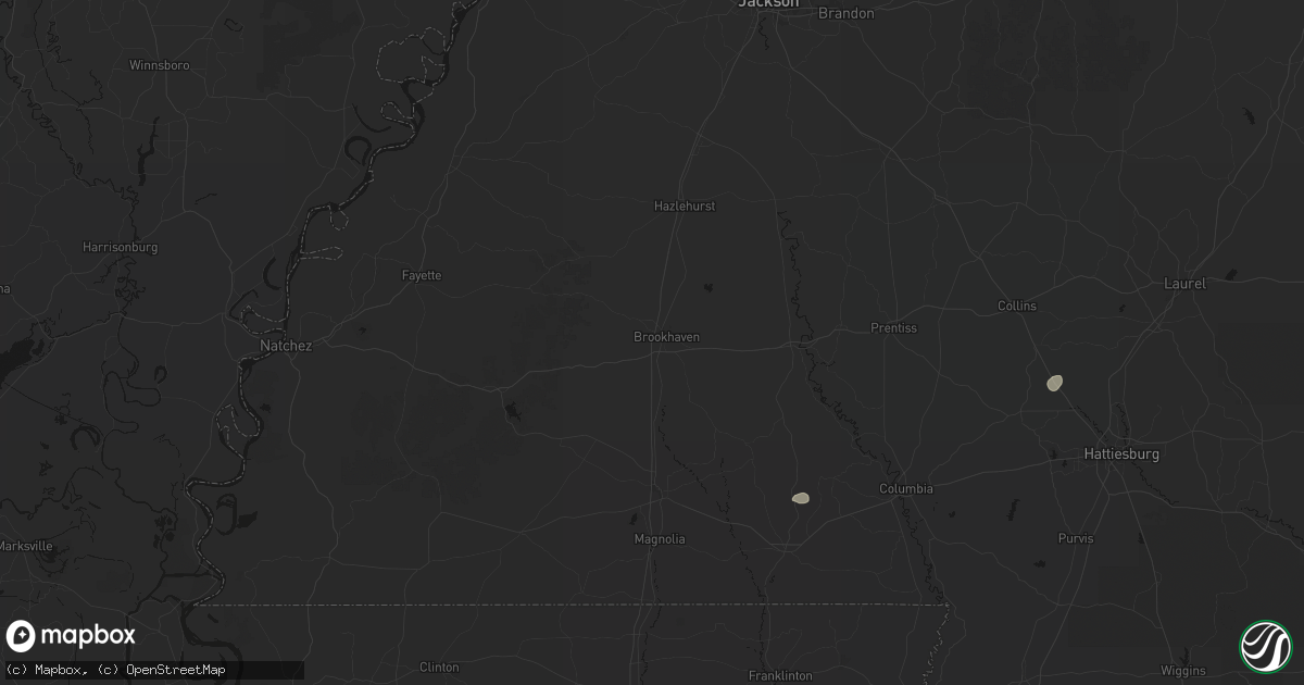 Hail map in Brookhaven, MS on June 2, 2026