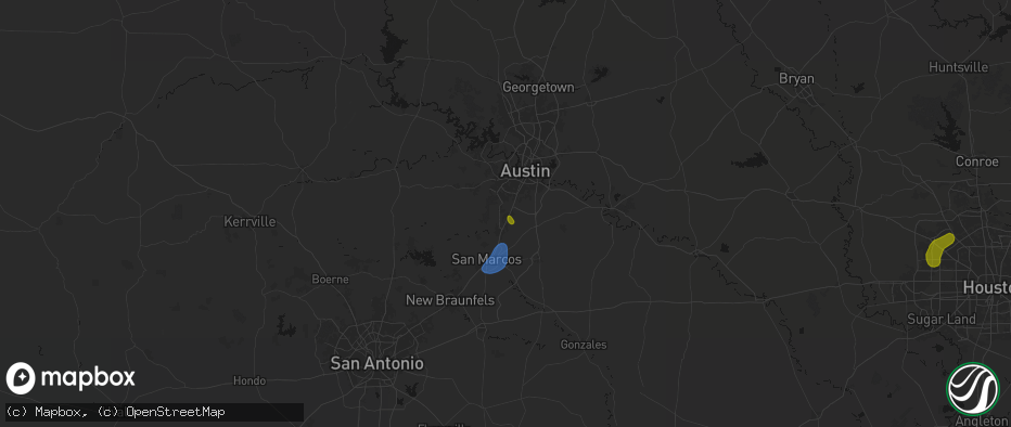 Hail map in Buda, TX on June 2, 2026