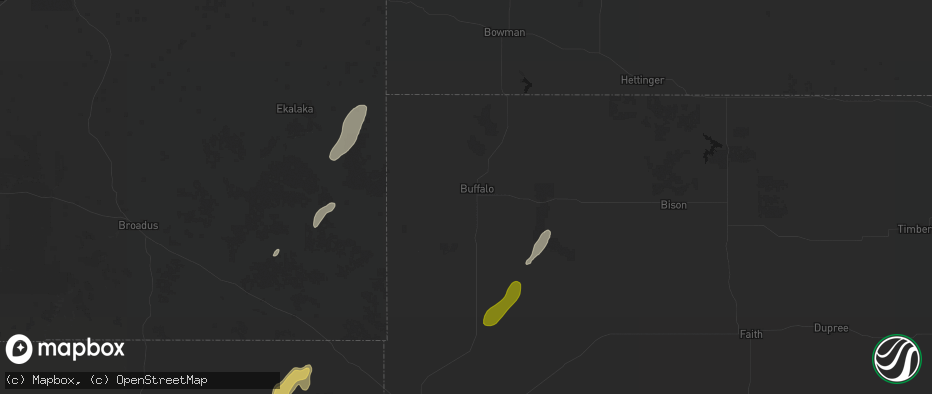 Hail map in Buffalo, SD on June 2, 2026
