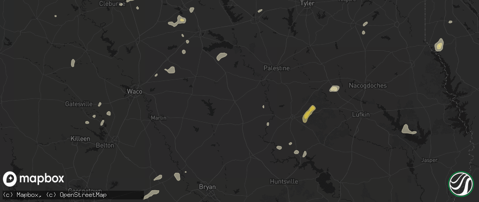 Hail map in Buffalo, TX on June 2, 2026