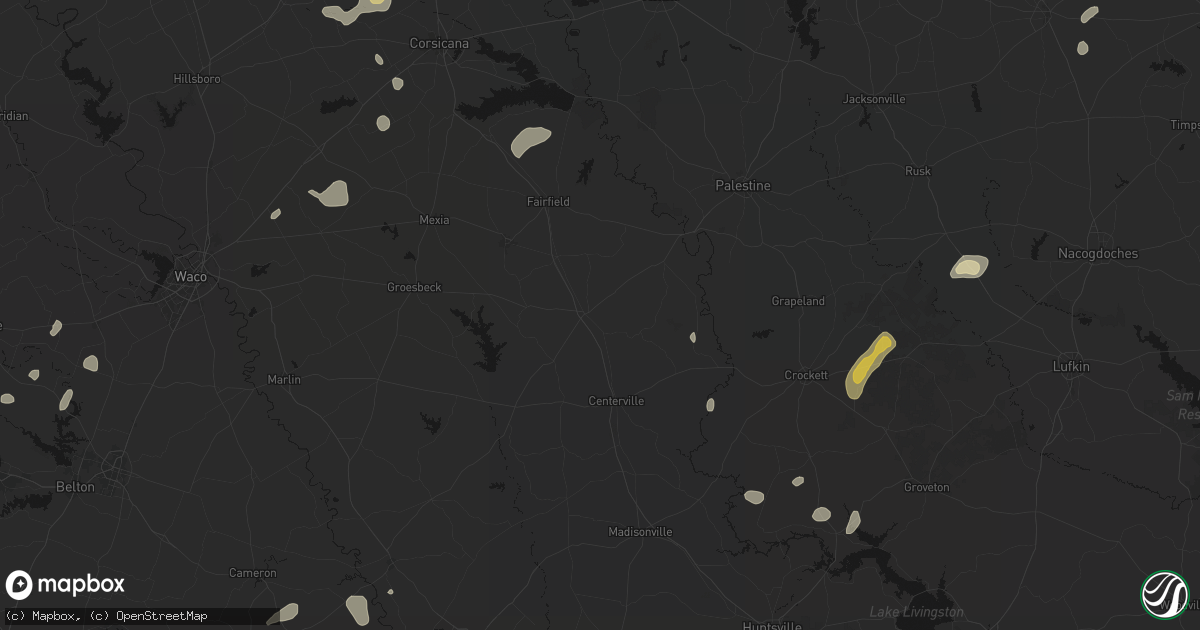 Hail map in Buffalo, TX on June 2, 2026
