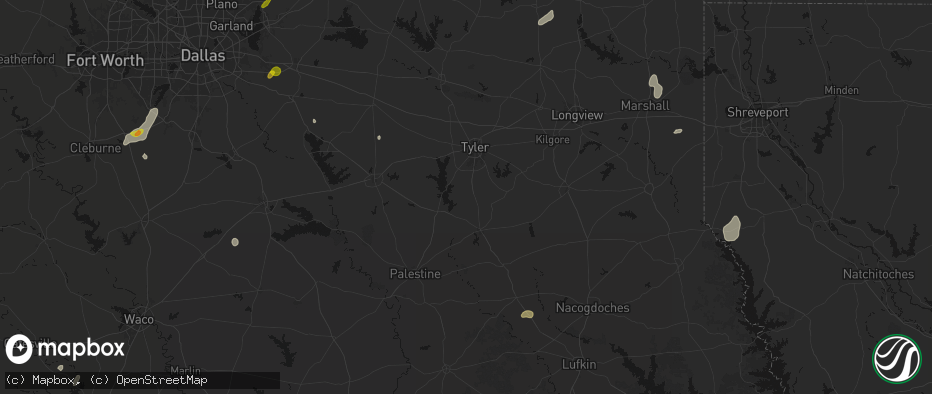 Hail map in Bullard, TX on June 2, 2026
