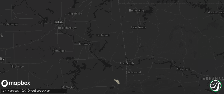 Hail map in Bunch, OK on June 2, 2026
