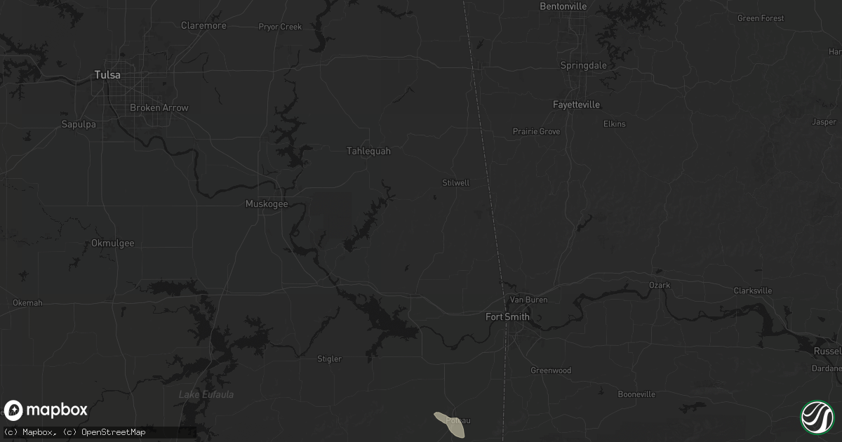 Hail map in Bunch, OK on June 2, 2026