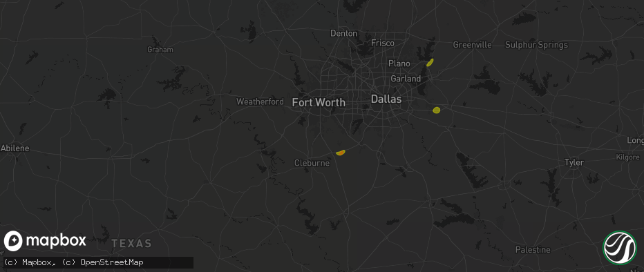Hail map in Burleson, TX on June 2, 2026