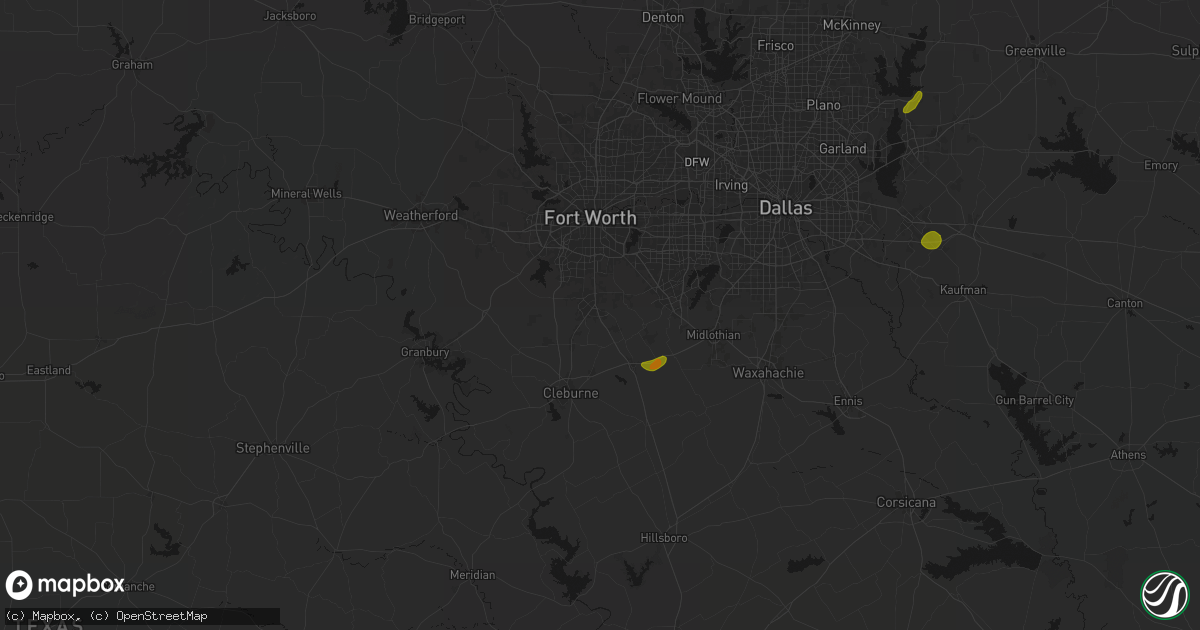 Hail map in Burleson, TX on June 2, 2026