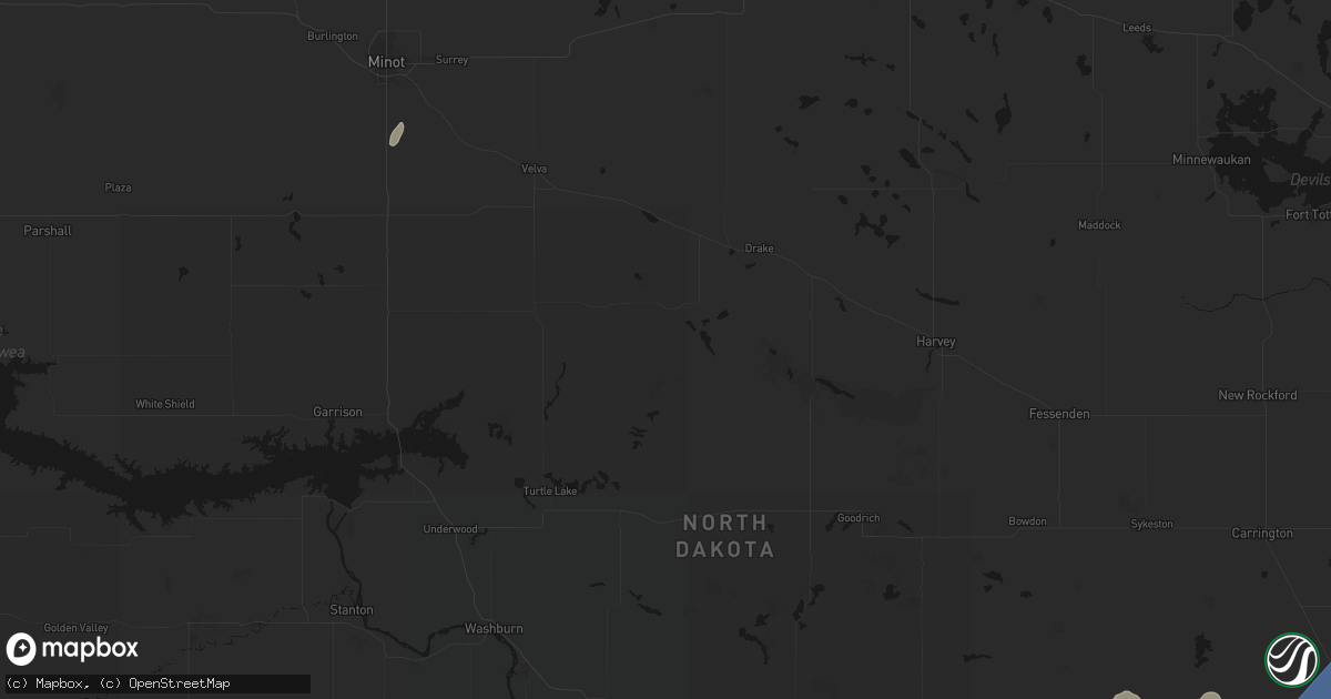 Hail map in Butte, ND on June 2, 2026