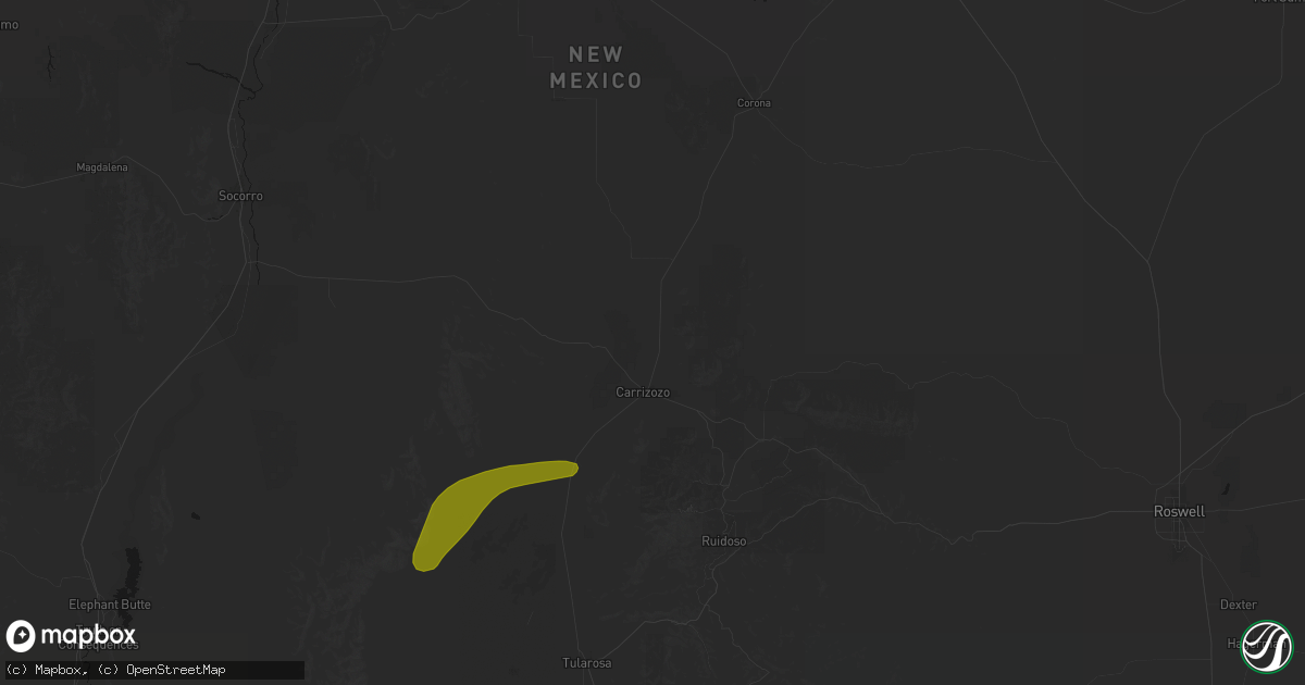 Hail map in Carrizozo, NM on June 2, 2026