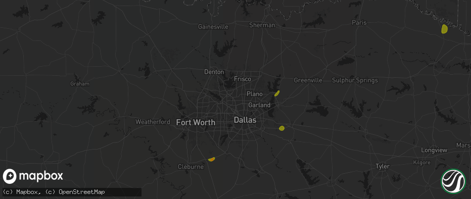 Hail map in Carrollton, TX on June 2, 2026