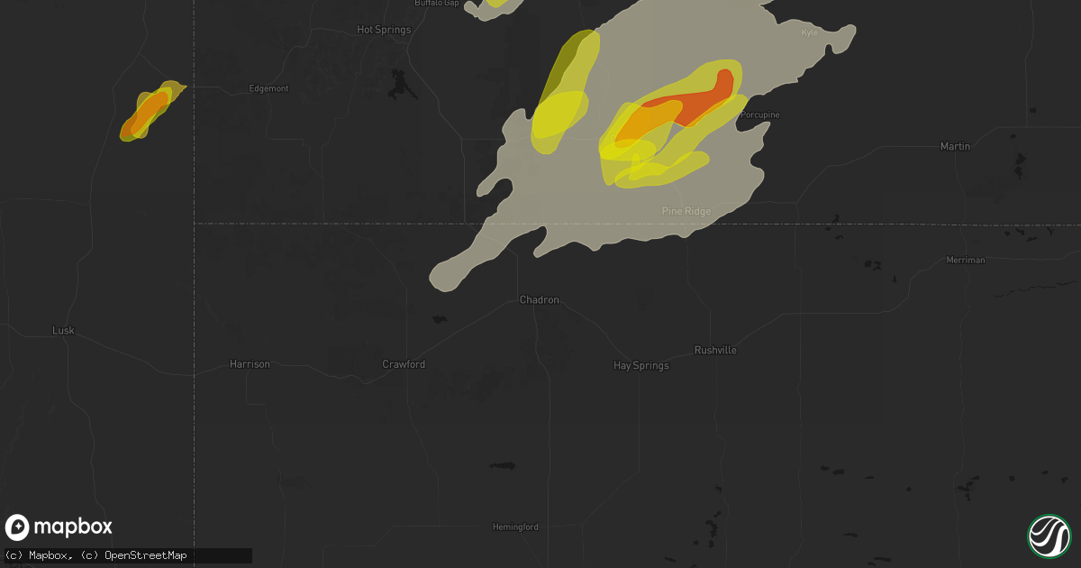Hail map in Chadron, NE on June 2, 2026