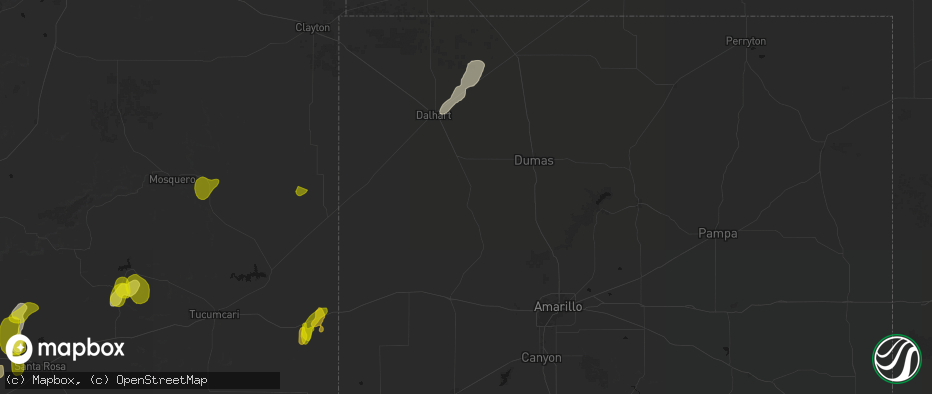 Hail map in Channing, TX on June 2, 2026