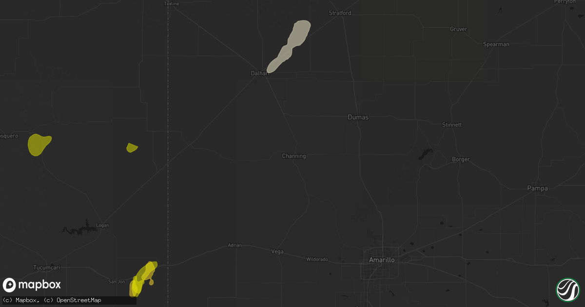 Hail map in Channing, TX on June 2, 2026