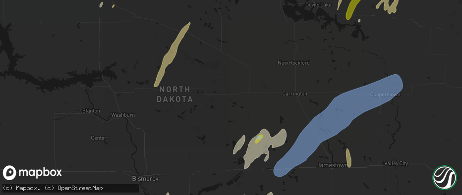 Hail map in Chaseley, ND on June 2, 2026