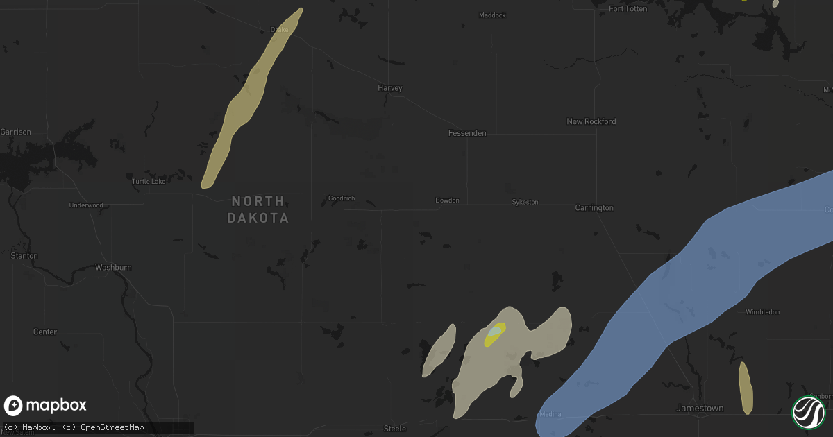 Hail map in Chaseley, ND on June 2, 2026