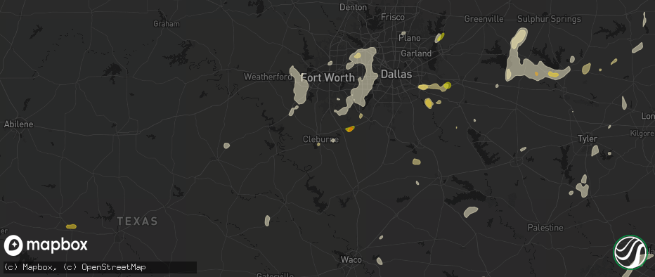 Hail map in Cleburne, TX on June 2, 2026