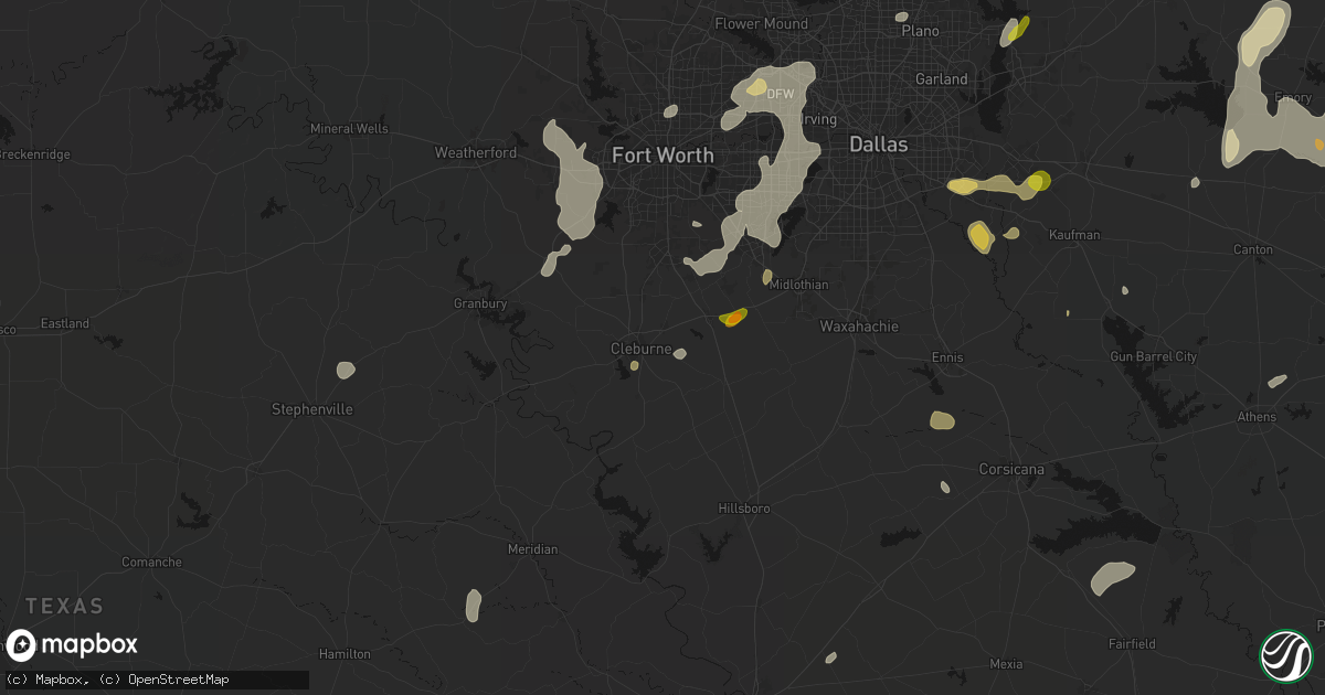 Hail map in Cleburne, TX on June 2, 2026