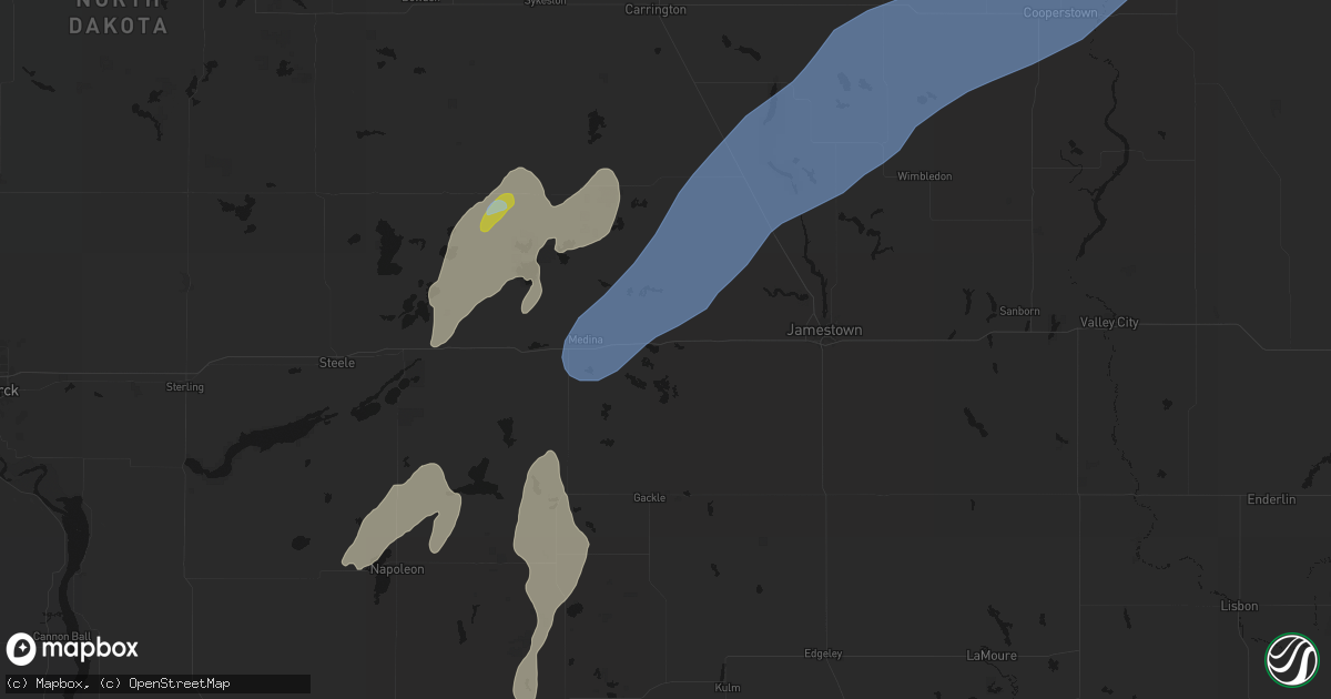 Hail map in Cleveland, ND on June 2, 2026