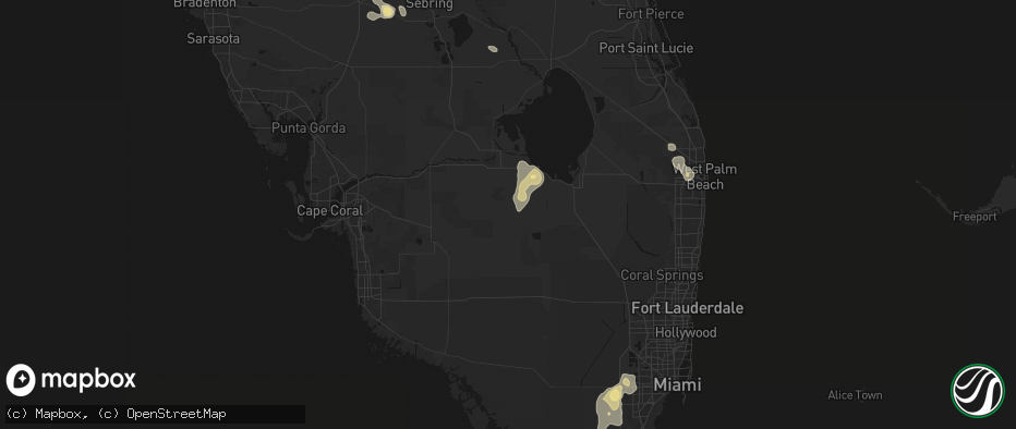 Hail map in Clewiston, FL on June 2, 2026