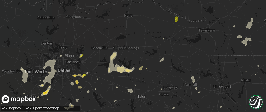 Hail map in Como, TX on June 2, 2026