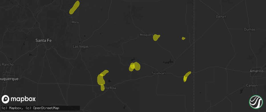 Hail map in Conchas Dam, NM on June 2, 2026