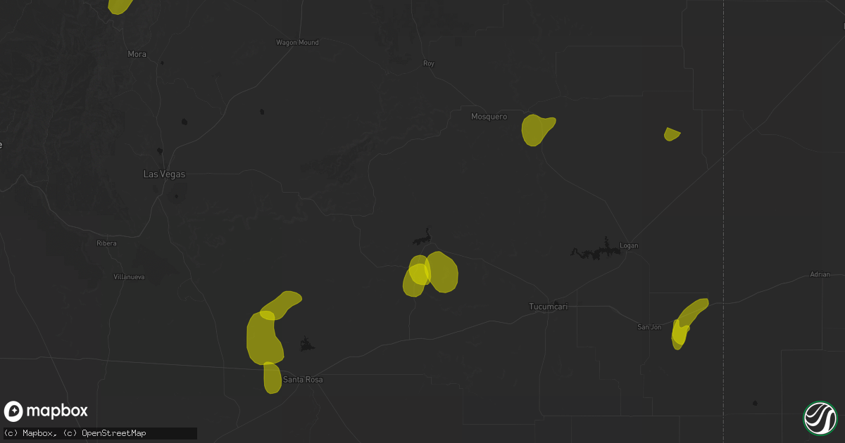 Hail map in Conchas Dam, NM on June 2, 2026