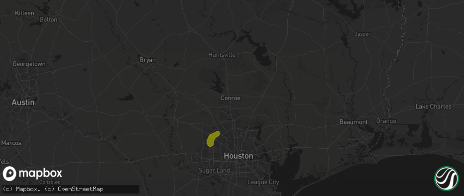 Hail map in Conroe, TX on June 2, 2026