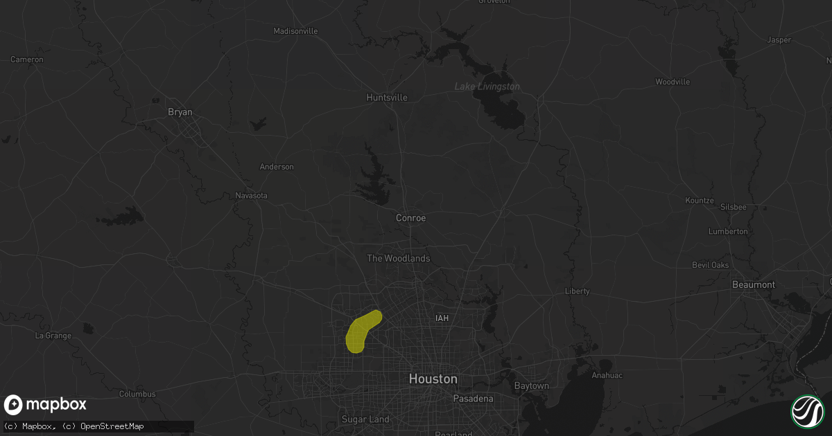 Hail map in Conroe, TX on June 2, 2026
