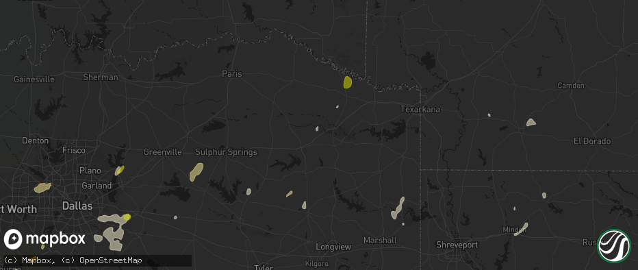 Hail map in Cookville, TX on June 2, 2026