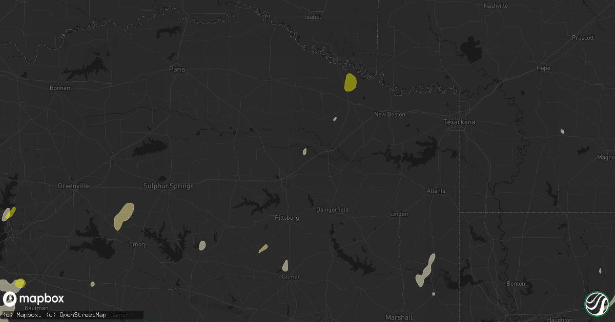 Hail map in Cookville, TX on June 2, 2026