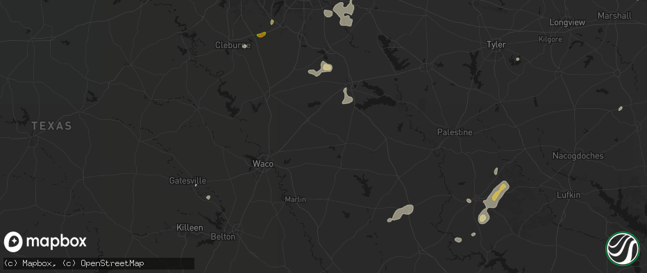 Hail map in Coolidge, TX on June 2, 2026