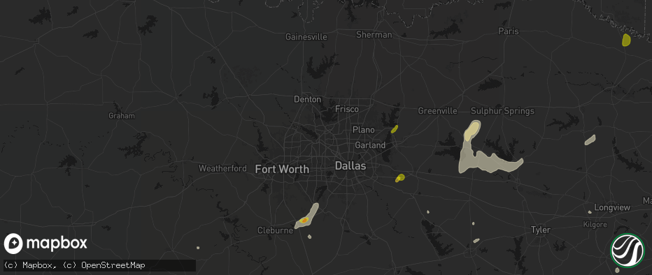 Hail map in Coppell, TX on June 2, 2026