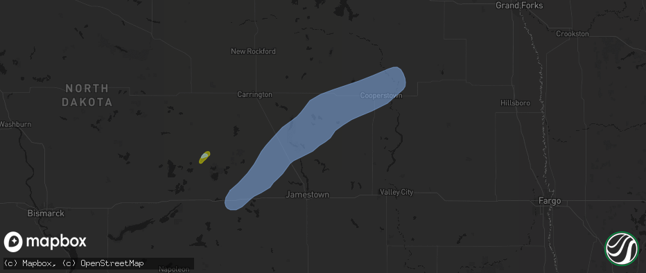 Hail map in Courtenay, ND on June 2, 2026