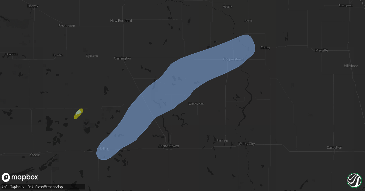 Hail map in Courtenay, ND on June 2, 2026