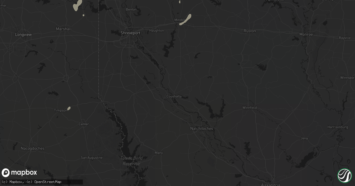 Hail map in Coushatta, LA on June 2, 2026