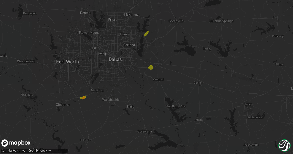 Hail map in Crandall, TX on June 2, 2026