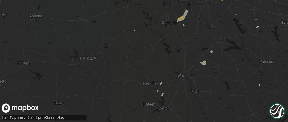 Hail map in Cranfills Gap, TX on June 2, 2026