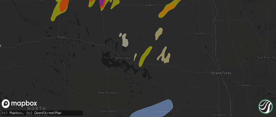 Hail map in Crary, ND on June 2, 2026