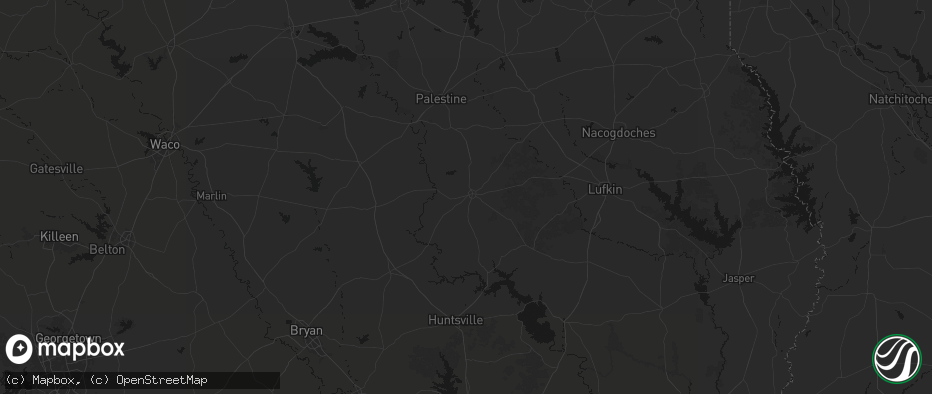 Hail map in Crockett, TX on June 2, 2026
