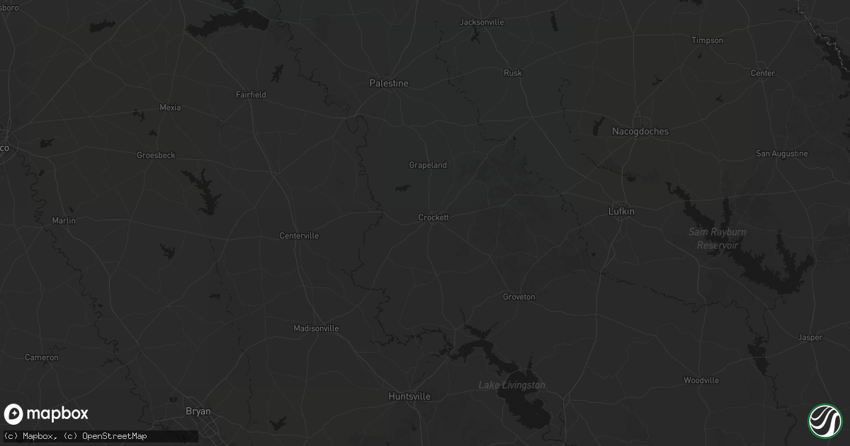 Hail map in Crockett, TX on June 2, 2026