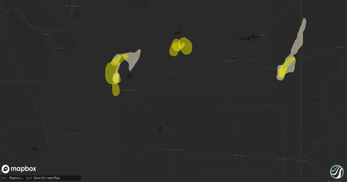 Hail map in Cuervo, NM on June 2, 2026