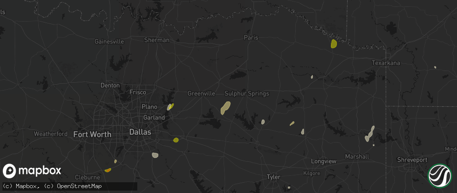 Hail map in Cumby, TX on June 2, 2026