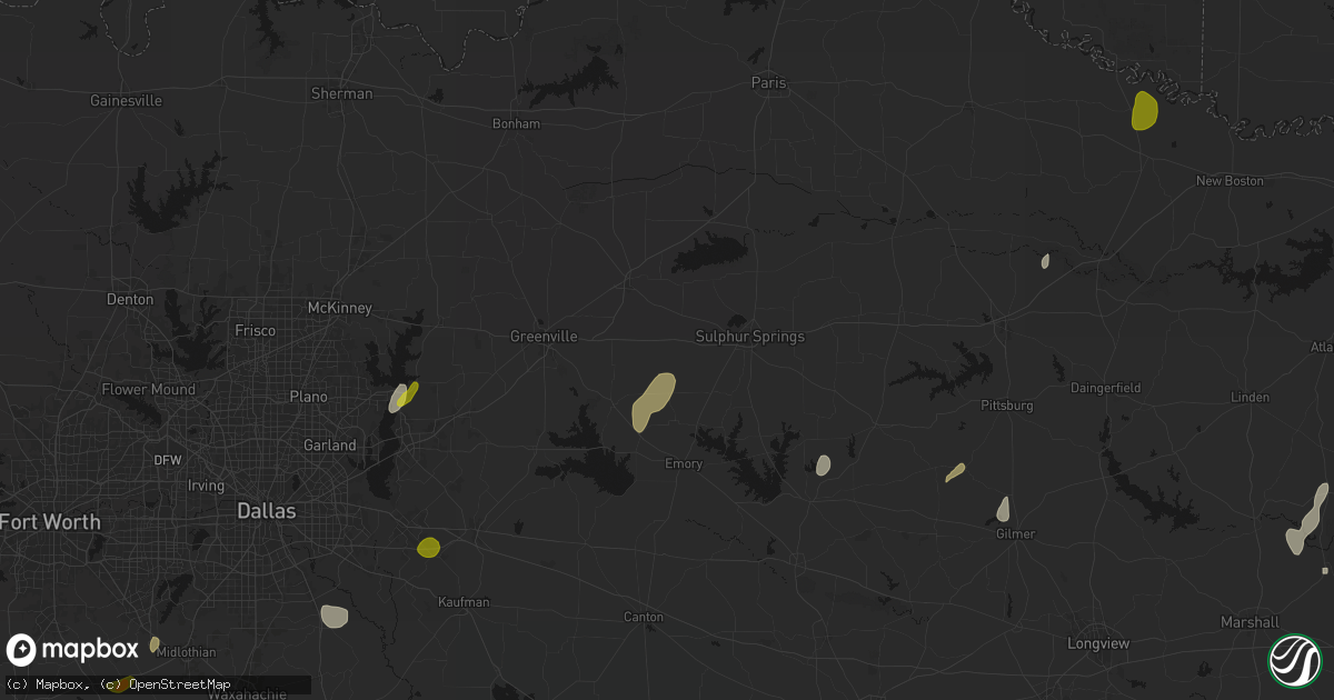 Hail map in Cumby, TX on June 2, 2026