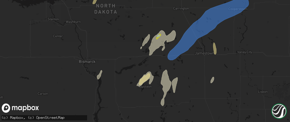 Hail map in Dawson, ND on June 2, 2026