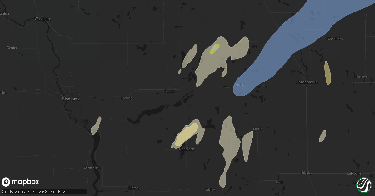 Hail map in Dawson, ND on June 2, 2026