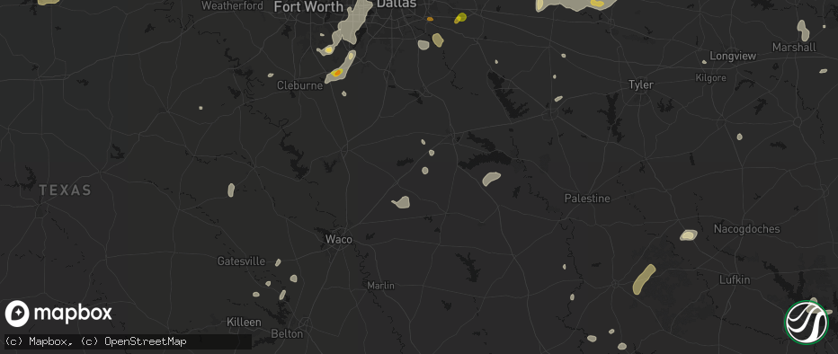 Hail map in Dawson, TX on June 2, 2026